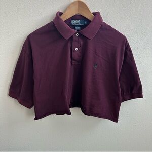 Burgundy Polo Ralph Lauren cropped polo shirt